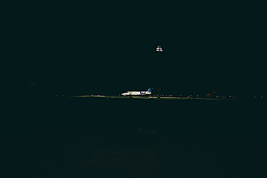飞机,夜晚,博奈尔岛,火烈鸟,机场