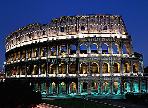 夜景,罗马圆形大剧场,罗马,拉齐奥,意大利,欧洲