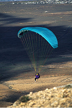 滑翔伞,悬崖,兰索罗特岛,加纳利群岛