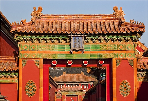 石头,大门,黄色,屋顶,故宫,宫殿,北京