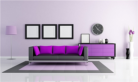 现代,紫色,休闲沙发