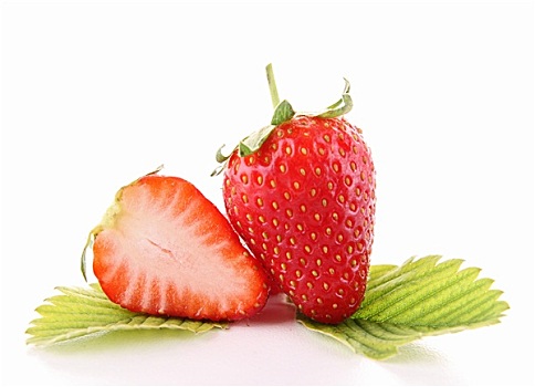 新鲜,草莓,白色背景