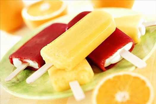 香草冰淇淋,红色,水果,橙色,冰棍