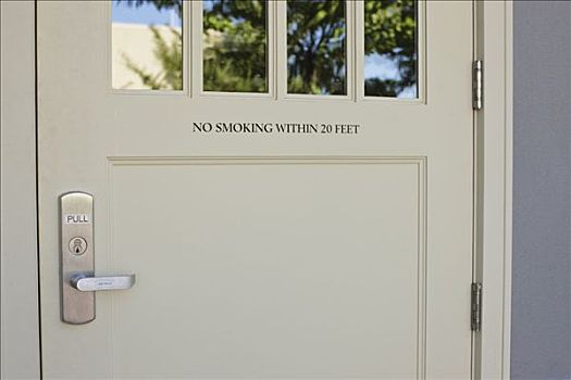 特写,门,禁止吸烟,警告标识