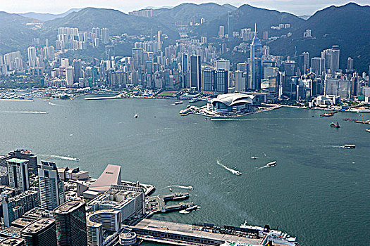航拍,俯视,维多利亚港,香港
