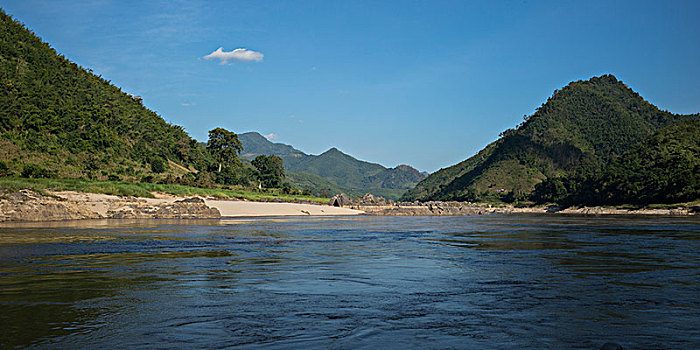 风景,河,湄公河,老挝