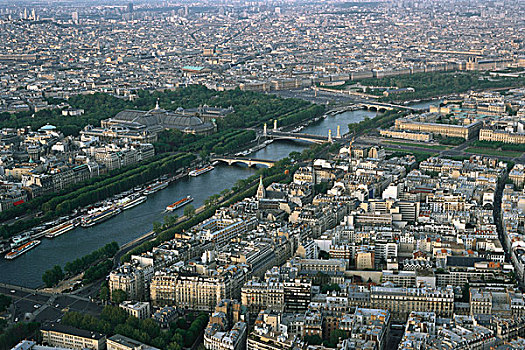 巴黎,法国,航拍,赛纳河