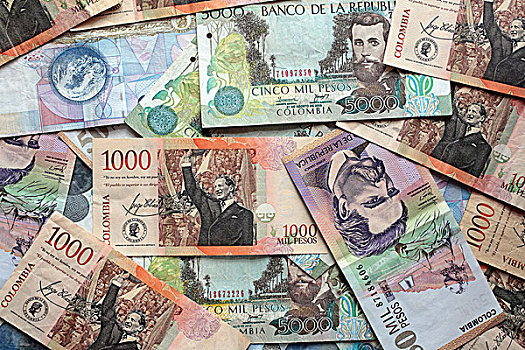 比索,钞票,哥伦比亚,南美
