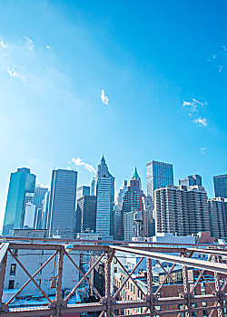 局部,著名,布鲁克林大桥,鲜明,白天