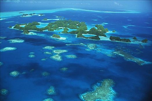 密克罗尼西亚,贝劳,俯视,洛克群岛,蓝色,海洋