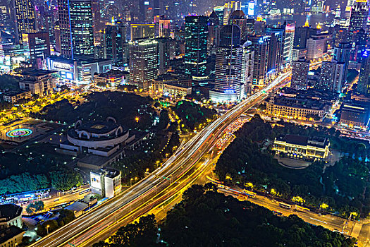 上海人民广场延安路高架夜景