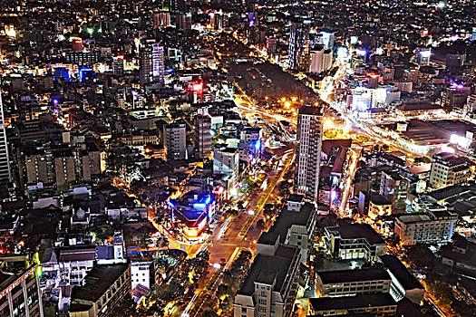 夜景,光亮,胡志明市,越南