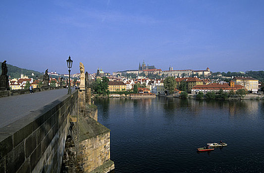 捷克共和国,布拉格,伏尔塔瓦河,查理大桥,城堡