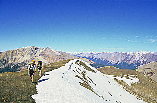 背包旅行,夏末,雪,落基山脉,不列颠哥伦比亚省,加拿大