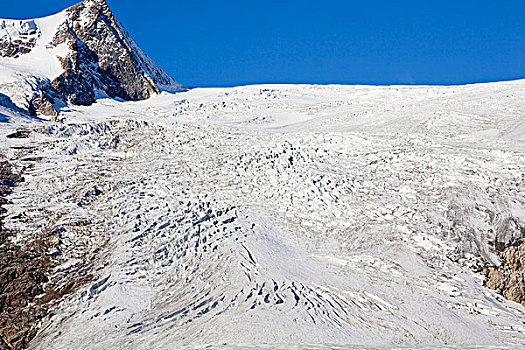 缝隙,冰河,覆雪,远处,向上,区域,网,积聚,一个,最大,奥地利,迅速,东方,提洛尔