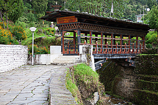 亚洲,不丹,宗派寺院,桥