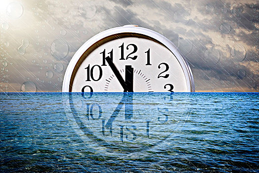 钟表,水,五个,象征,气候变化