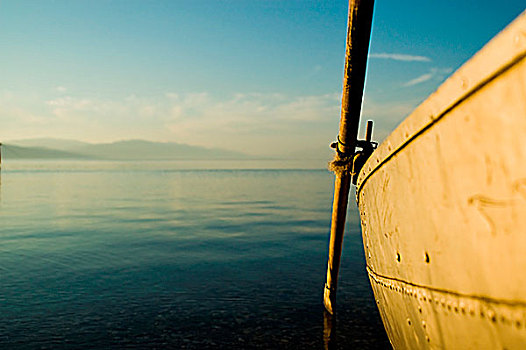 停泊,船,湖,马其顿