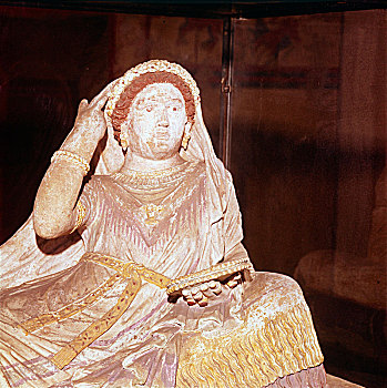 特写,女人,石棺,丘西,公元前6世纪,艺术家,未知