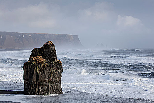 海蚀柱,岬角,戴尔赫拉伊,南方,区域,冰岛,欧洲