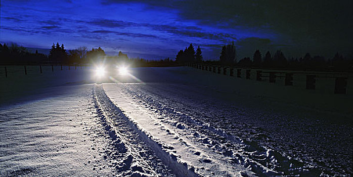 汽车,轮胎印,雪中