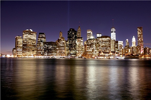 黎明,太阳,上方,下曼哈顿,著名,纽约,地标建筑