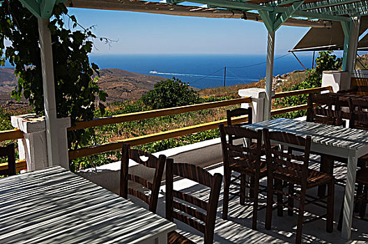 餐馆,远眺,海洋,锡罗斯岛,基克拉迪群岛,希腊