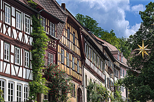 老,建筑,半木结构房屋,18世纪,弗兰克尼亚,巴伐利亚,德国,欧洲