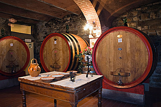 葡萄酒桶,葡萄酒,地窖,葡萄酒厂,蒙大奇诺,托斯卡纳,意大利,欧洲
