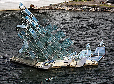 玻璃,雕塑,水,户外,奥斯陆,剧院,挪威