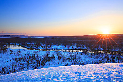 钏路,湿地,河,雪,北海道