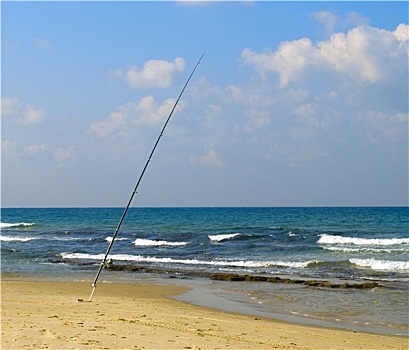 鱼竿,海滩