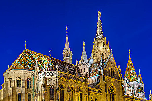 匈牙利,布达佩斯,黎明,马提亚斯教堂,大幅,尺寸