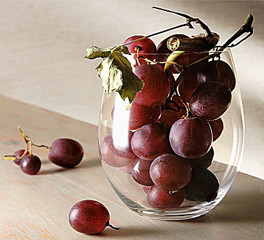 束,红葡萄,玻璃