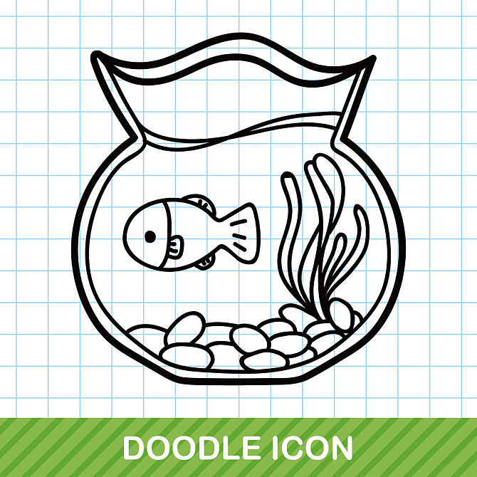 鱼缸,涂写,矢量,插画,卡通,风格_高清图片_全景视觉