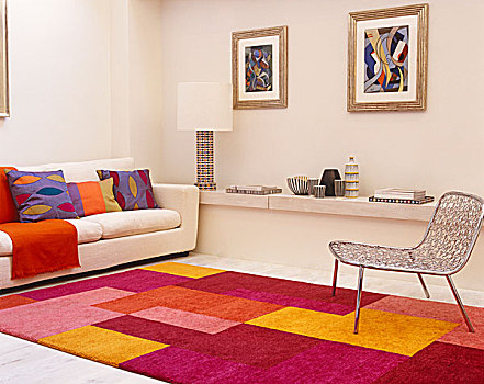 简单,客厅,接触,温暖,浅色,地毯