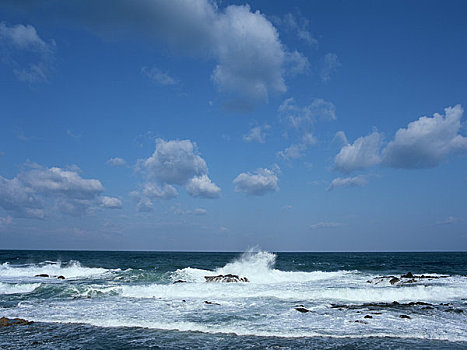 蓝天,海洋,鄂霍次克海