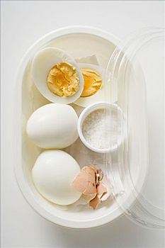 煮蛋,盐,塑料制品,食品盒