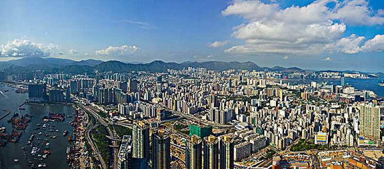 香港全景,港岛,九龙,维多利亚港