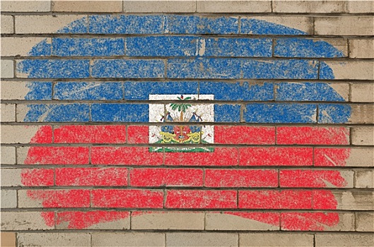 旗帜,海地,低劣,砖墙,涂绘,粉笔