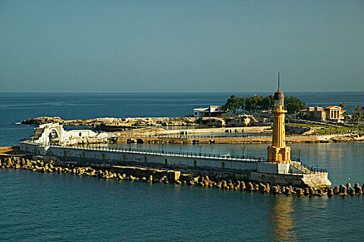 灯塔,码头,亚历山大,小,港口,地中海,埃及