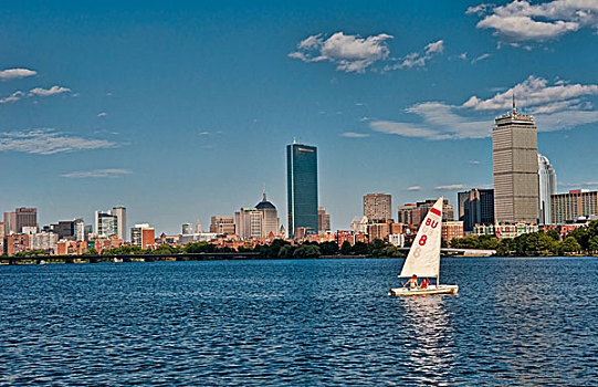 天际线,波士顿,查尔斯河,马萨诸塞,美国