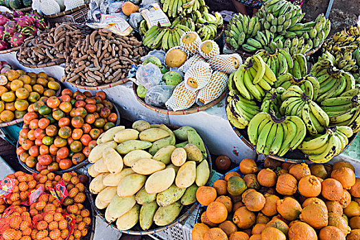 热带水果,早晨,市场,琅勃拉邦,老挝,印度支那