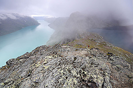 风景,上方,湖,尤通黑门山,国家,公园,挪威,斯堪的纳维亚,欧洲