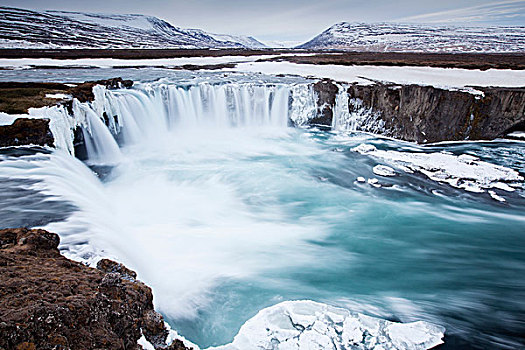 神灵瀑布,冬天,南方,区域,冰岛,欧洲
