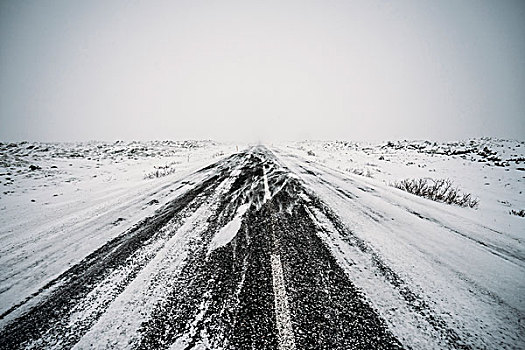 远景,遥远,积雪,道路