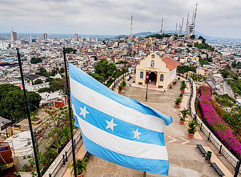 山,俯视图,居民区,瓜亚基尔,省,厄瓜多尔,南美