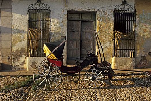 马车,鹅卵石,公路,特立尼达,古巴