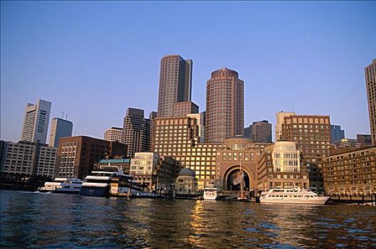 仰视,建筑,水岸,波士顿,马萨诸塞,美国