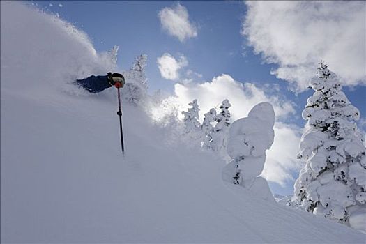 屈膝旋转式滑雪,福良野,北海道,日本